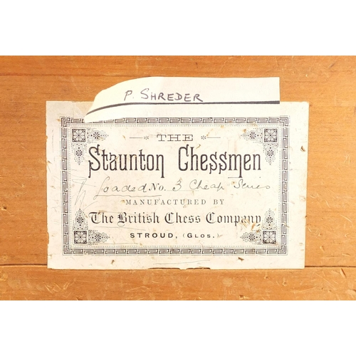 712 - Exceptional Staunton Chessmen No3 chess set with stained pine case by The British Chess Company, the... 