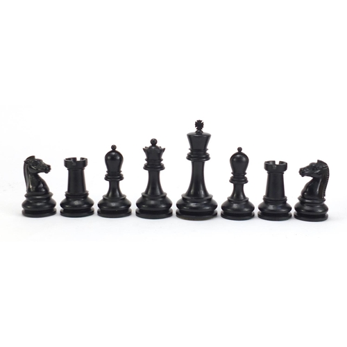 712 - Exceptional Staunton Chessmen No3 chess set with stained pine case by The British Chess Company, the... 