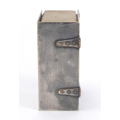 1255 - Christian Dior silver plated matchbox holder in the form of a casket, 4cm H x 8.5cm W x 6cm D