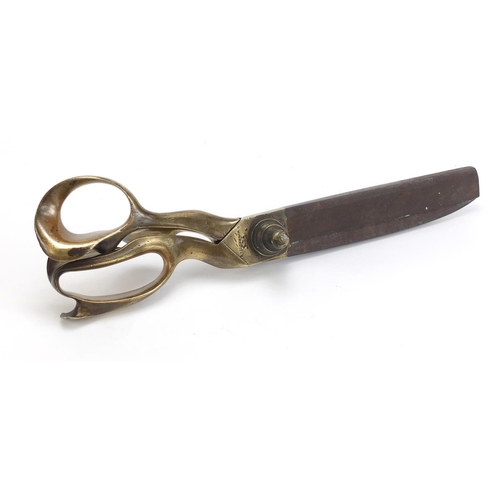 340 - Pair of 19th century brass tailors shears by T Wilkinson & Sons of Sheffield, 37.5cm in length