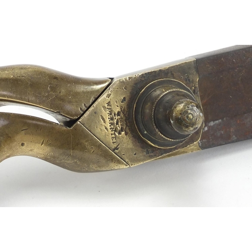 340 - Pair of 19th century brass tailors shears by T Wilkinson & Sons of Sheffield, 37.5cm in length