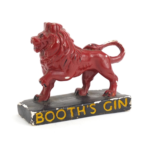 1154 - Vintage Booth's gin hand painted plaster lion, 17cm wide