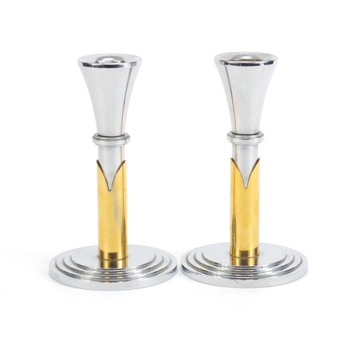 789 - Pair of WMF partially gilt candlesticks, each 14.5cm high