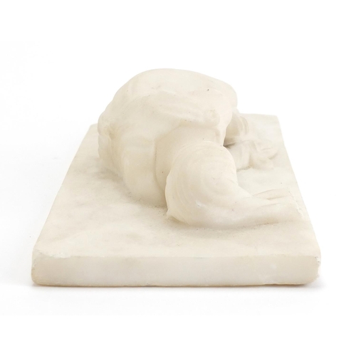 191 - Art Deco carved marble plaque of a sleeping lady sleeping lady, 25cm wide