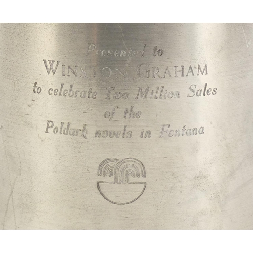 648 - Pewter flagon presented to Winston Graham to celebrate the two million sales of the Poldark novels i... 