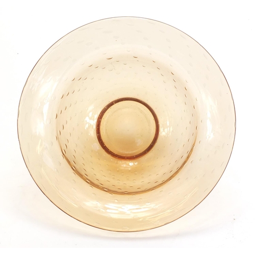 849 - Large Whitefriars amber glass bubble bowl, 30cm in diameter