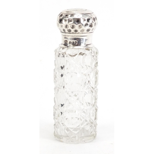 366 - Victorian cut glass scent bottle with silver lid, by Charles Boyton, London 1900, 10cm high