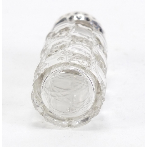 366 - Victorian cut glass scent bottle with silver lid, by Charles Boyton, London 1900, 10cm high