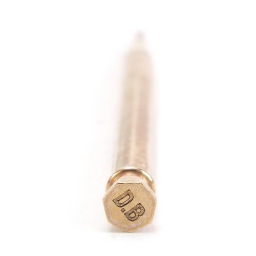 811 - 9ct gold Bakers Perm-Point propelling pencil, Birmingham hallmarked, 9cm in length, 12.2g