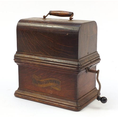 689 - The Columbia oak cased Graphophone with aluminium horn, winners of the Gold medal prize 1900, 1905 a... 