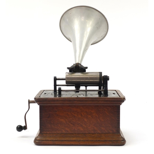 689 - The Columbia oak cased Graphophone with aluminium horn, winners of the Gold medal prize 1900, 1905 a... 