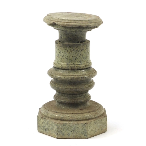 95 - Victorian green marble pedestal column, 47cm high