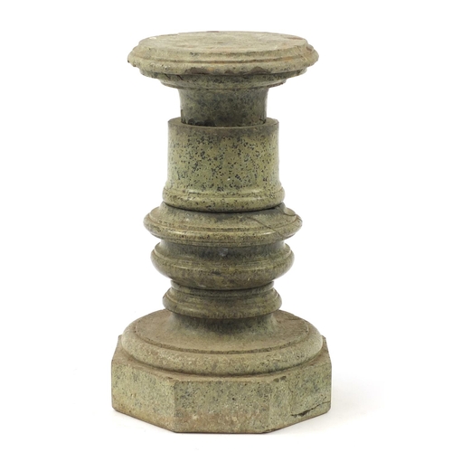 95 - Victorian green marble pedestal column, 47cm high