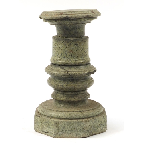 95 - Victorian green marble pedestal column, 47cm high