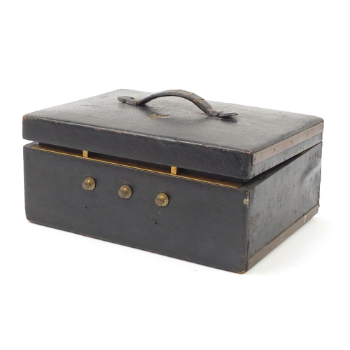 691 - Good quality 19th century french tooled leather jewellery box with fitted lift out interior, Tonnel,... 