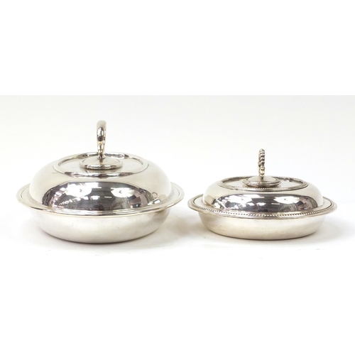 1093 - Silver plate including a lidded entrée dish, the largest 36cm wide