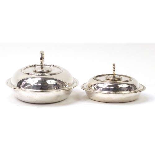 1093 - Silver plate including a lidded entrée dish, the largest 36cm wide