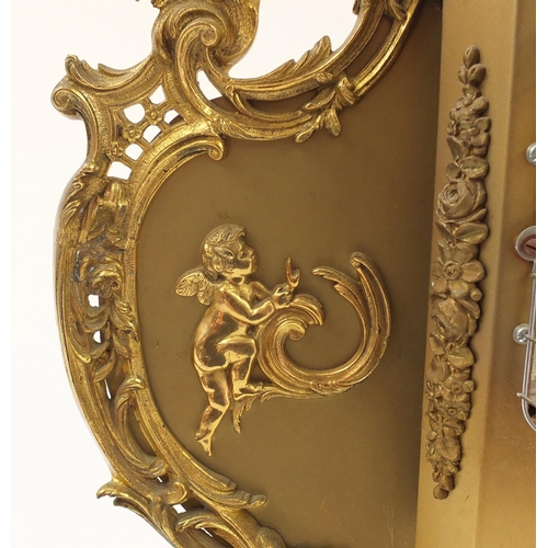 469 - French Empire style gilt metal screen decorated with Putti, 72.5cm high x 70cm wide