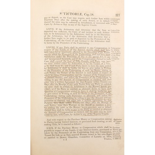 1464 - Railway interest the 1845 Wilts, Somerset and Weymouth railway land clauses consolidation act, 32cm ... 