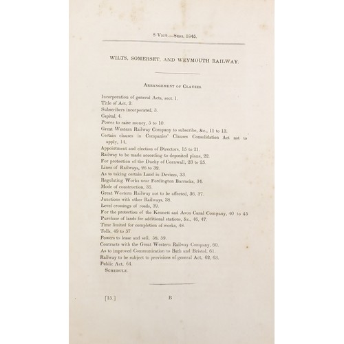 1464 - Railway interest the 1845 Wilts, Somerset and Weymouth railway land clauses consolidation act, 32cm ... 