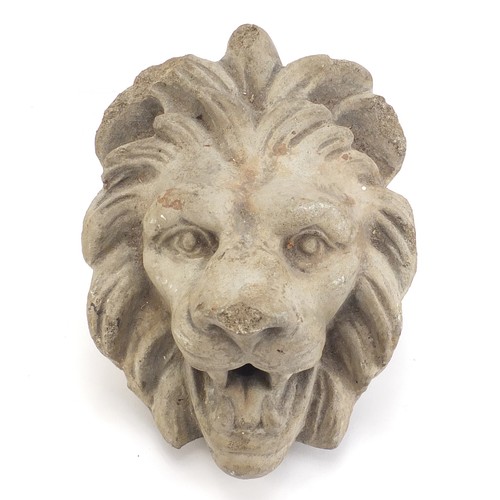 101 - Victorian hardstone lion wall fountain plaque, 22.5cm high