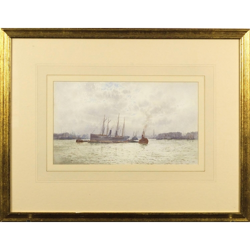 32 - Frederick Edward Joseph Goff - The Thames, watercolour, mounted, framed and glazed, 33cm x 19cm