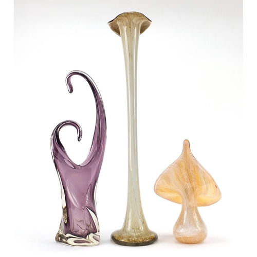 910 - Three Art Glass vases including a large Jack in the Pulpit vase and a one by Alum Bay, the largest 6... 