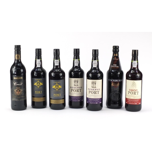 865 - Seven bottles of port including Hardys and Cockburns