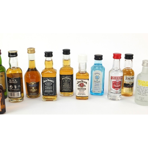 866 - Alcohol miniatures including whiskey, Jagermeister and cognac