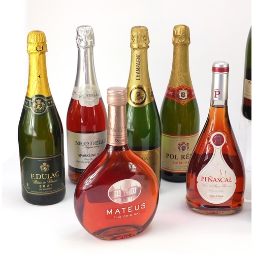 218 - Nineteen bottles of Champagne, Rosé and sparkling wine including F Dulac, Mondelli Codorniu Mateus a... 