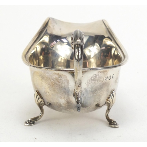 47 - George VI silver sauce boat, indistinct makers mark Chester 1934, 15cm in length, 96.3g
