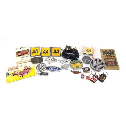 1073 - Automobilia including car badges and an ashtray