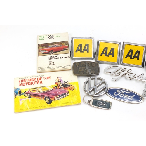 1073 - Automobilia including car badges and an ashtray