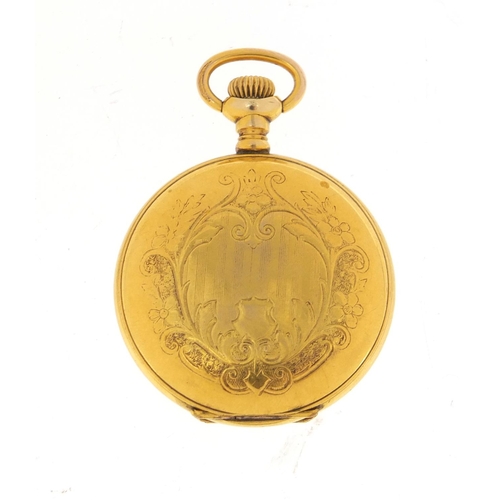 1267 - Ladies gold plated pocket watch with Omega movement having a military type dial