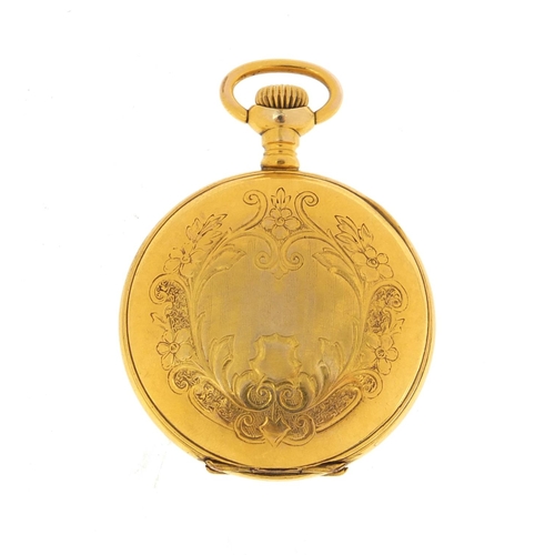 1267 - Ladies gold plated pocket watch with Omega movement having a military type dial