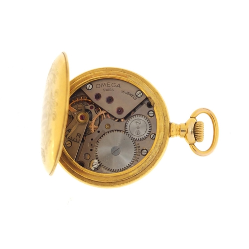 1267 - Ladies gold plated pocket watch with Omega movement having a military type dial