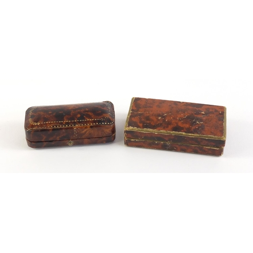 1344 - Six 9ct gold gentlemen's dress studs, three housed in a James Walker tooled leather box, 5.6g