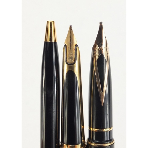 808 - Watermans fountain pen with propelling pencil and a Sheaffer fountain pen, both fountain pens with g... 