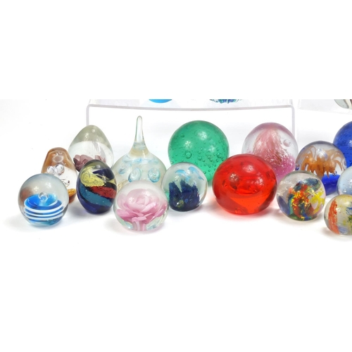 1556 - Collection of colourful glass paperweights, the largest 13.5cm high