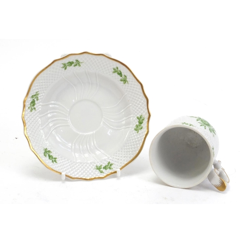 914 - Hungarian porcelain teaware hand painted with flowers by Hollohaza, the largest 21cm high