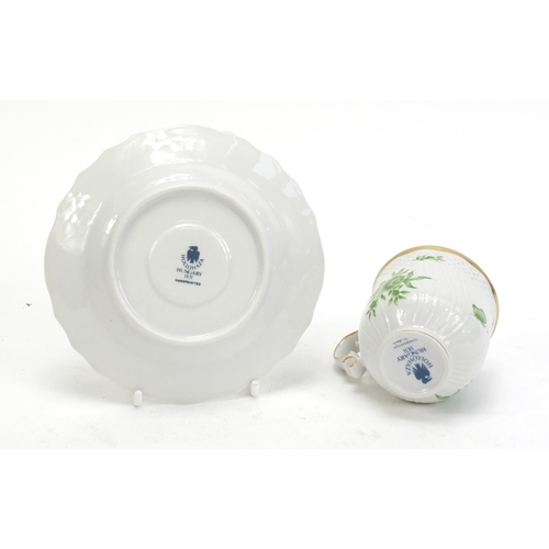 914 - Hungarian porcelain teaware hand painted with flowers by Hollohaza, the largest 21cm high