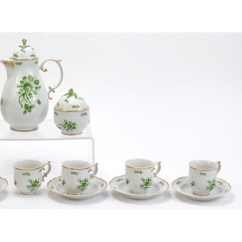 914 - Hungarian porcelain teaware hand painted with flowers by Hollohaza, the largest 21cm high