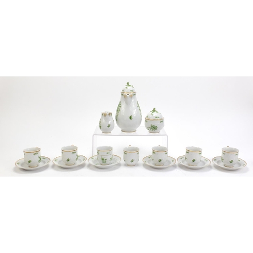 914 - Hungarian porcelain teaware hand painted with flowers by Hollohaza, the largest 21cm high