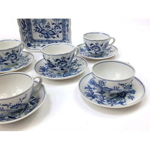 212 - Hutschenreuther tea and dinner ware to include jugs, cups, saucers, soup bowls decorated in the Blue... 