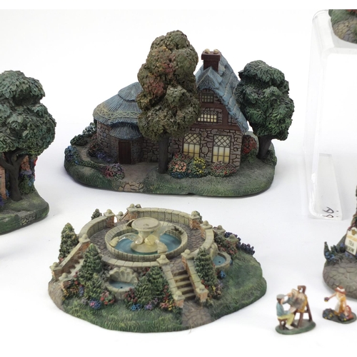 1532 - Seven Hawthorn Village models including Lamplight Tea Room and Falbrook Florist, the largest 23cm wi... 