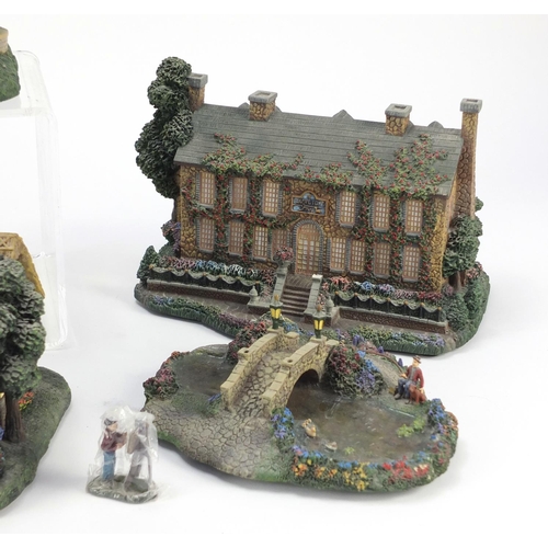 1532 - Seven Hawthorn Village models including Lamplight Tea Room and Falbrook Florist, the largest 23cm wi... 