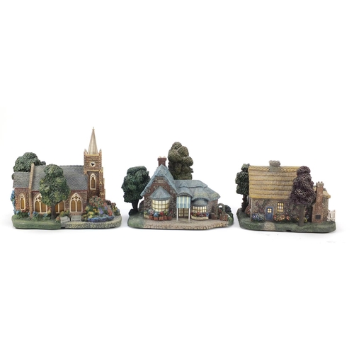 1532 - Seven Hawthorn Village models including Lamplight Tea Room and Falbrook Florist, the largest 23cm wi... 