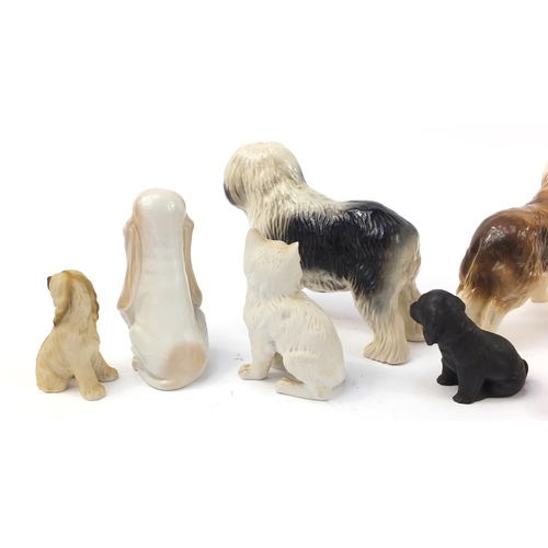 1558 - Porcelain dogs including Coppercraft and Melba ware together with one other, the largest 20.5cm in l... 