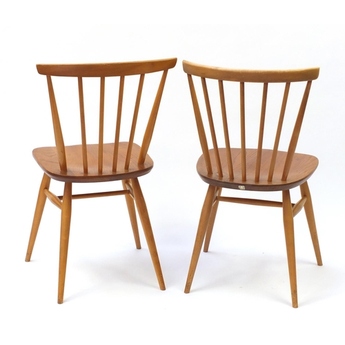 1595 - Pair of Ercol Windsor light elm bow top chairs, each 79.5cm high