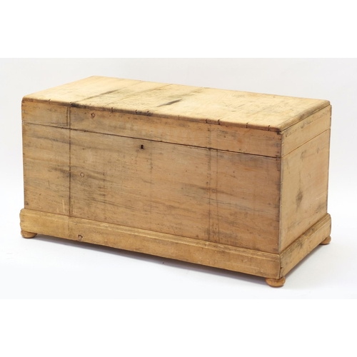 1612 - Victorian pine trunk, 56cm H x 104cm W x 52cm D